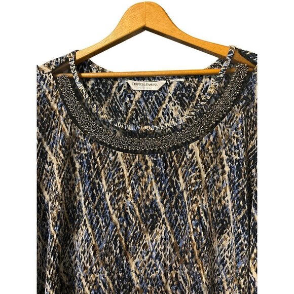 Drapers & Damon's Size Petite Plus Size Womens Blouse 3/4 Sleeve Beaded Studded - Picture 4 of 5